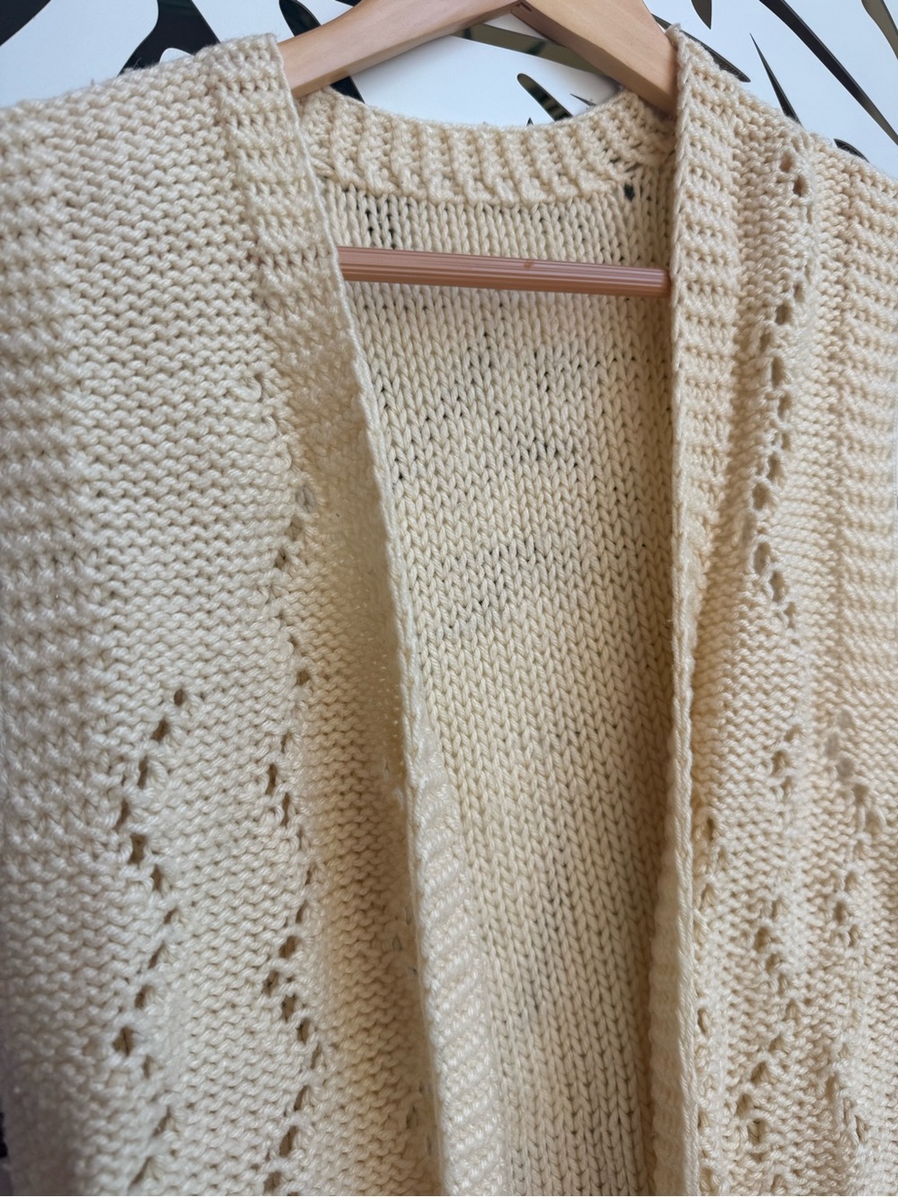 Neutral Cream Open-Front Knit Cardigan